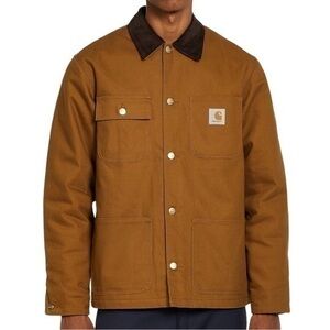Carhartt Men's Heavy Jacket Brown Big Hard Button Pocket Front